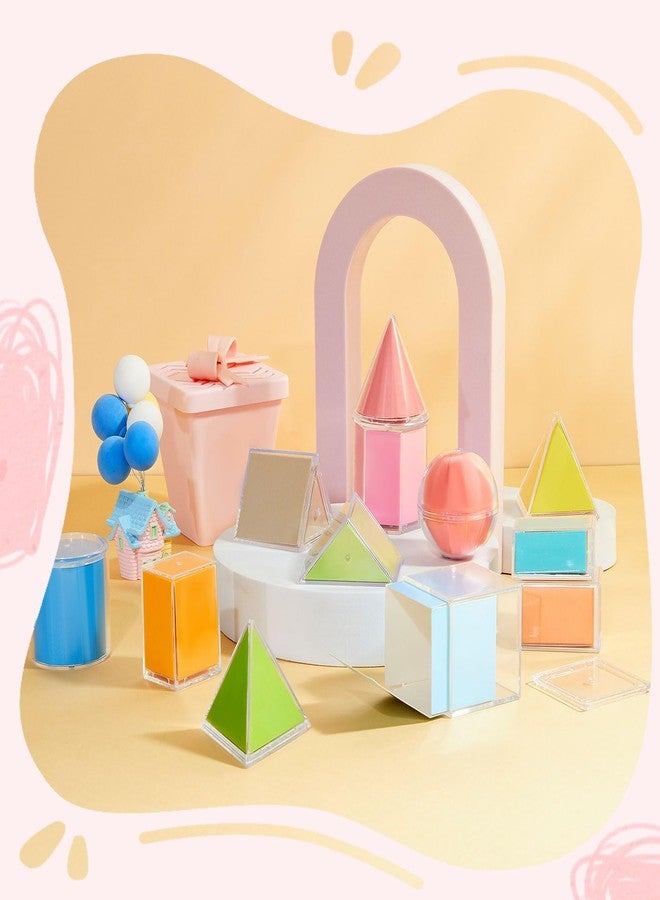 Faccito Set of 12 Folding Geometric Shapes 2D 3D Geometric Solids Early Math Multicolored Shapes Manipulatives and Geometry Set for Kids Math Teacher Aids Supplies - Image 4